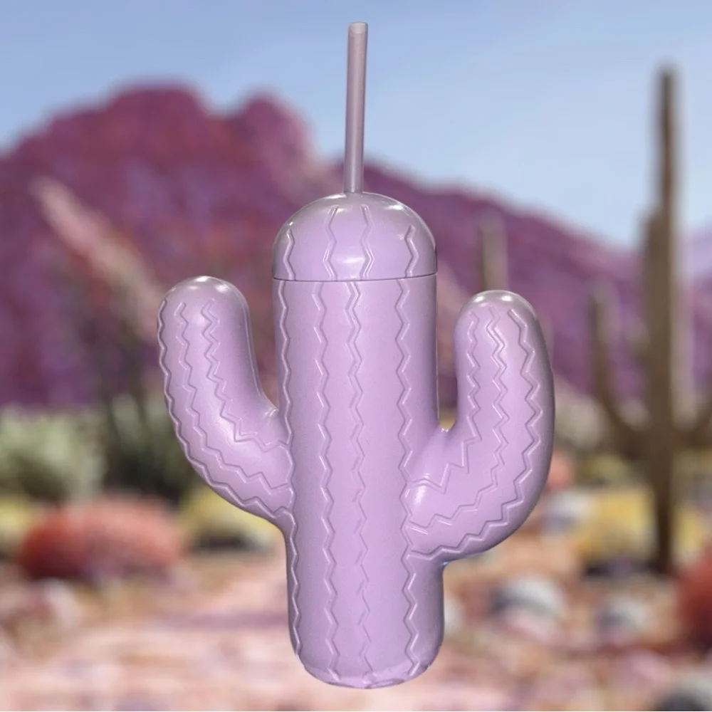 Pink Sky Lavender Cactus Party Tumbler with Straw
